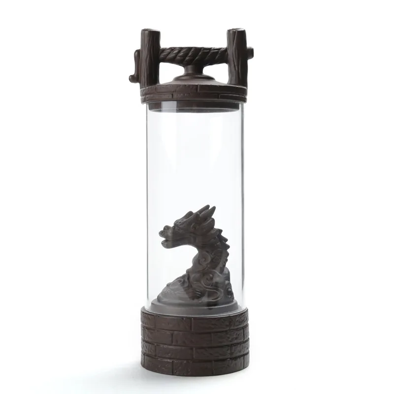 The New Dragon Backflow Incense Burner Auspicious Glass Cover Teahouse Ornaments Ceramic Crafts Home Decor Stove Cone Censer