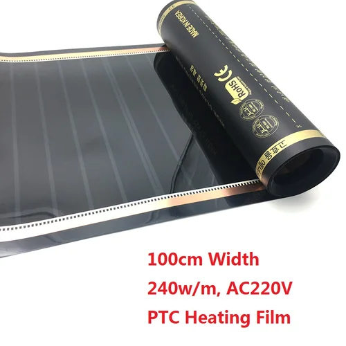 Buy 100cm Width 5~20m2 Infrared 240w/m Graphene PTC Underfloor Heating Film AC220V Korea Warm Floor Mat