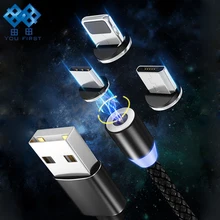 Вы первый Usb-c кабель Micro USB Магнитный кабель type C провод для iPhone металлический штекер светодиодный зарядный кабель 1 м/2 м для Android ios
