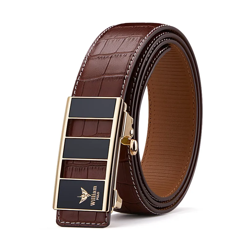 new Automatic buckle crocodile belt men's leather youth casual business men's belt trendy trousers