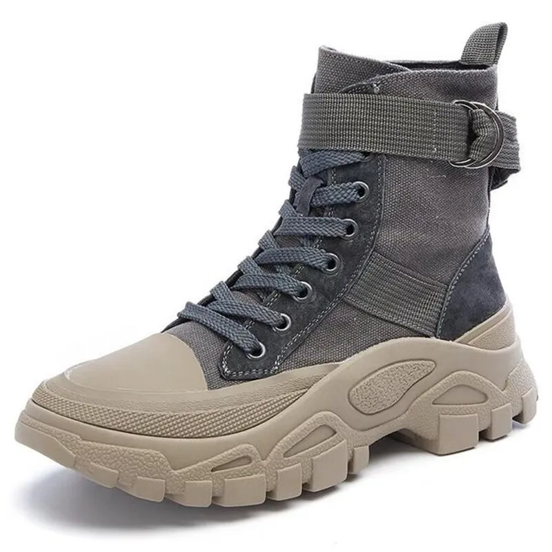 

The new women breathable Martin boots han edition leather and canvas casual boots thick bottom short canister boots the girl