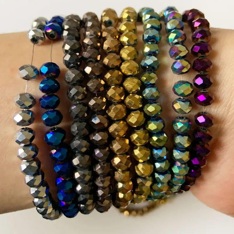 

Mixed Colors 4*6mm 50pcs Rondelle Austria faceted Crystal Glass Beads Loose Spacer Round Beads for Jewelry Making