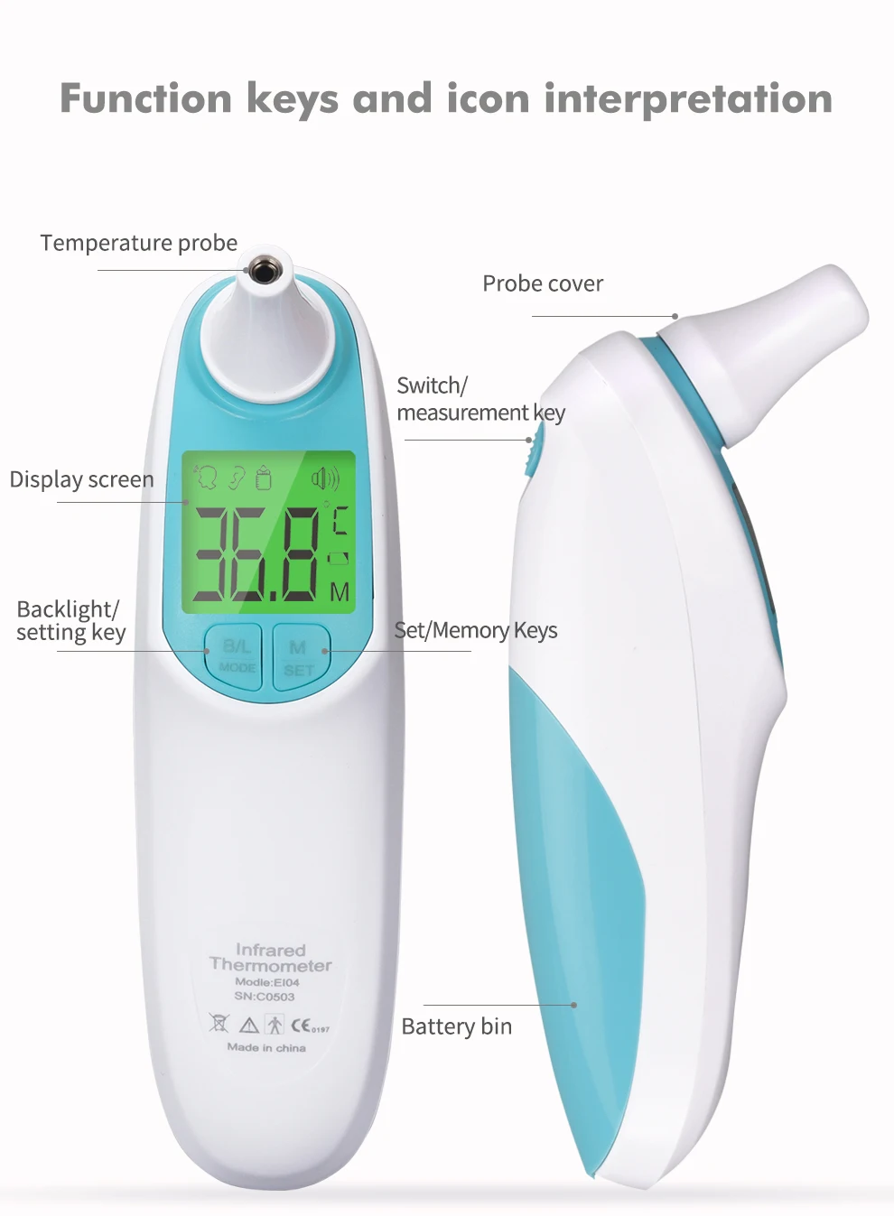 Медицинский инфракрасный термометр для ушей, термометр для лба, цифровой термометр для тела для детей и взрослых, Бесконтактный лазерный термометр