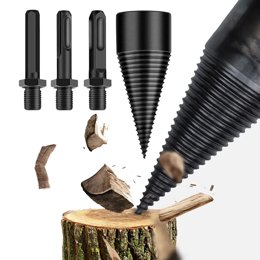 Firewood Splitter Drill Bit 4Pcs 42mm Round/ Hex/ Triangle Shank