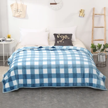 

Plaid blankets quilts twin full queen king adult blankets soft Throw Flannel blankets on Bed/car/sofa blue kids rugs blankets