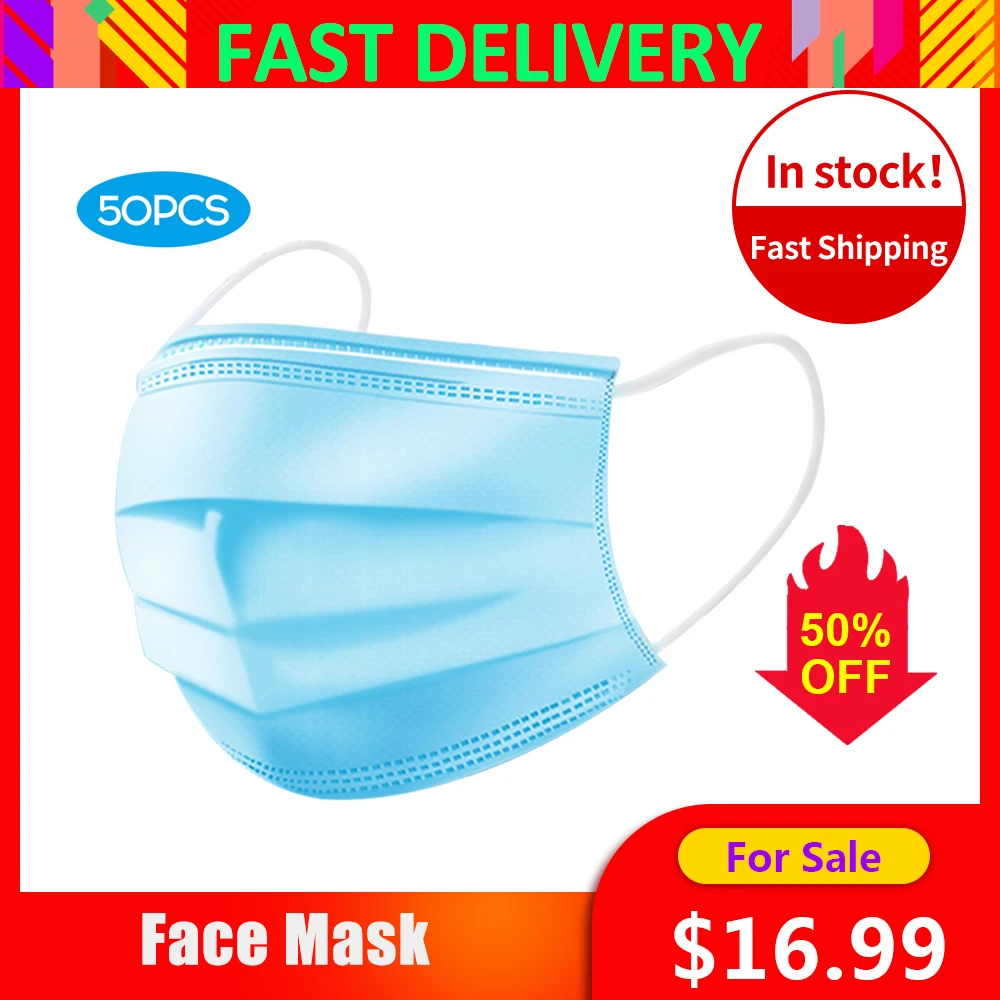 

Disposable Mask Face Mask 3-layer Dustproof Breathable Face Mouth Mask Multifunctional Respirator as FFP3 Mask as n95 kn95 ffp2