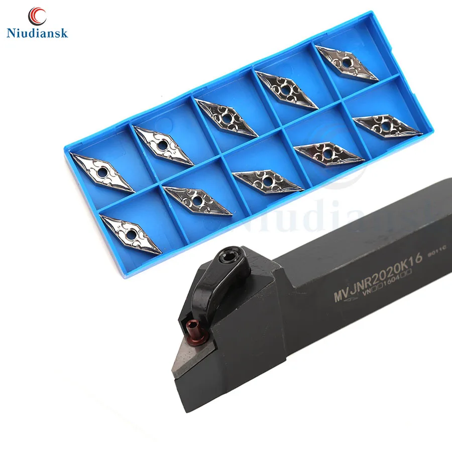 

1pc MVJNR1616K16 MVJNR2020K16 MVJNR2525M16 MVJNL External Turning Tool Holder 10pcs VNMG1604 Carbide Inserts CNC Lathe Tools Set