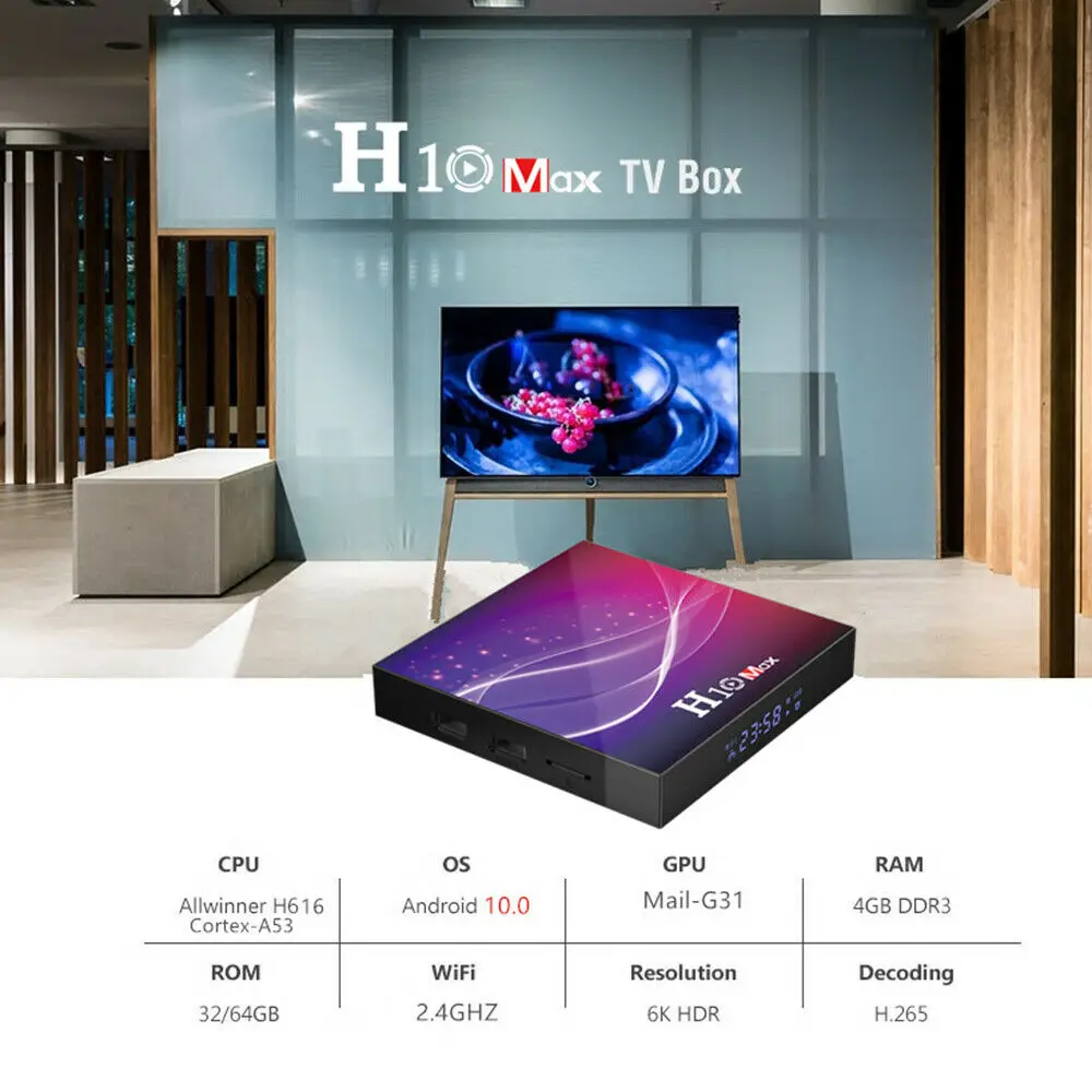 H10 Smart TV box Android 10 0 Box 4 Гб + 64 HDMI телеприставка android Quad Core HD медиаплеер WIFI 2