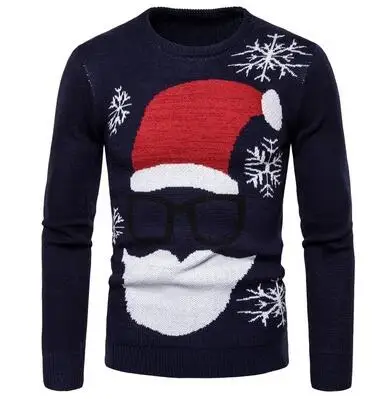 Navy BLue KUANGNAN, вязаный Рождественский зимний свитер, мужские пальто, Рождественский пуловер и свитер для мужчин, зимнее пальто, мужские свитера, осень, XXL - Цвет: Navy BLue
