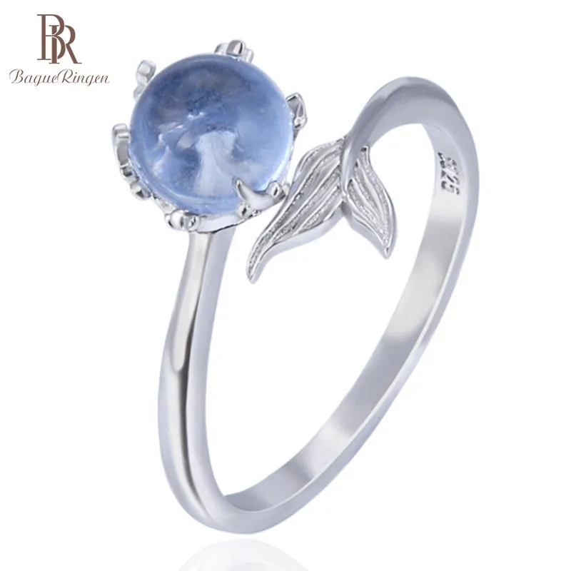 Женское кольцо с рыбками в виде русалки Bague Ringen регулируемое из стерлингового