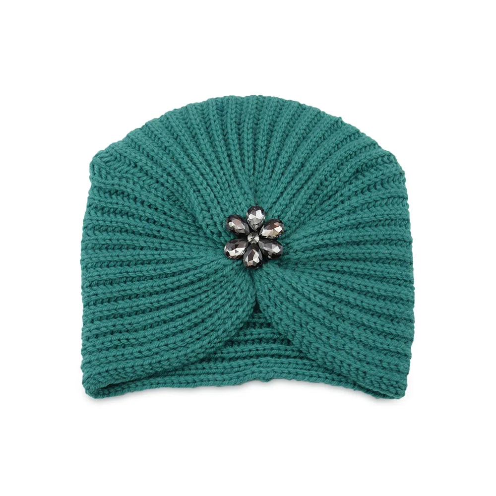 Winter women fashion beanies boho ballad accessories wool warm knitted hat bag head cap silver ball jewelry hood muslim