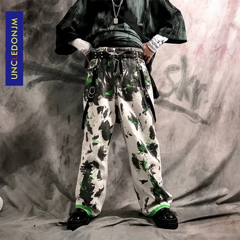 

UNCLEDONJM Tie Dyed Trousers Hip Hop Vintage Retro Harem Pants Men Cargo Pants Biker Jeans Streetwear Harajuku Jeans T2-T075