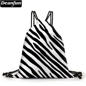 

Deanfun Drawstring Bag Stripe 3D Printed Pouch Bag Black And White Drawstring Backpack For Women D60463