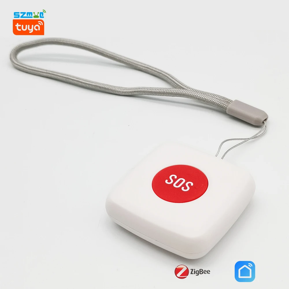 Medical Alert Button Emergency Alarm Button Zigbee Wifi Elderly Panic Button Tuya Sauce Push Notification Wireless Emergency Alarm For Disable Person Ag&eacute;e Smartlife App