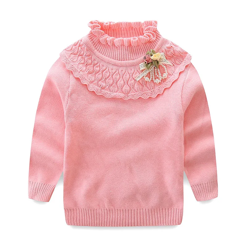 Г. стиль, весенне-осенний свитер с высоким кружевным воротником для девочек свитер в Корейском стиле с цветочным рисунком и высоким воротником Базовая рубашка