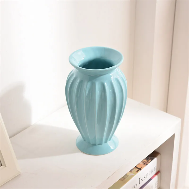Modern Minimalist Europe Style Ceramic Flower Vase Ornaments Creative Tabletop Flower White Vase Home Christmas Decoration 5