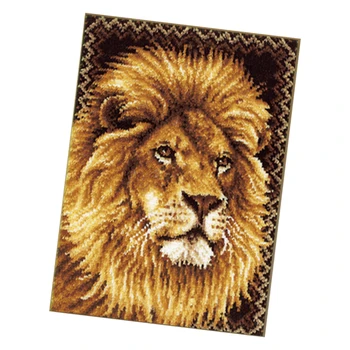 

Lion Latch Hook Kit, 30" X 21", Latch Hook Cushion Kit Contains Color Coded Canvas Pre-cut Rug Yarn and Instructions