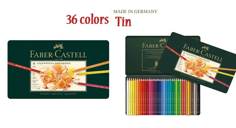 Faber-Castell 24 Piece Polychromous Colored Pencil Set in Metal Tin