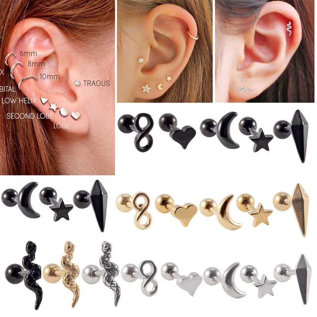 Aço inoxidável Hoop Piercing Brinco para Mulheres, Daith, Tragus, Helix,  Zircão, Estrela, Lua, Cartilagem, Ear Lobe - AliExpress