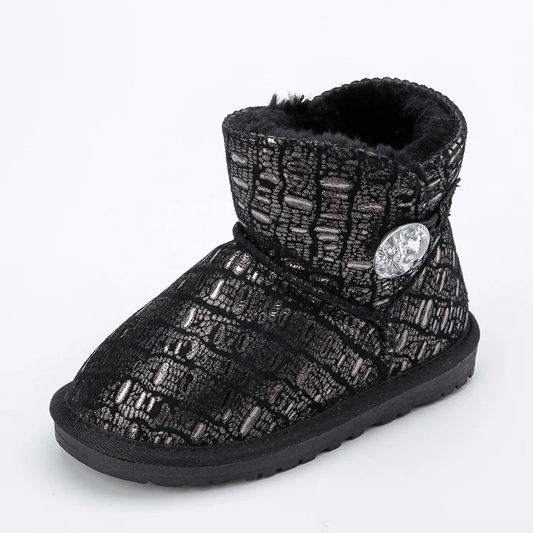 Dolakids; Модная одежда для девочек детская зимняя обувь Дети Зимние Ботинки теплая обувь Повседневное плюшевый детский ботинок детская обувь для малышей - Цвет: Черный