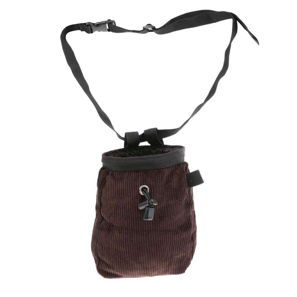 Rock Climbing Chalk Bag With Waist Belt & Drawstring Closure - Coffee