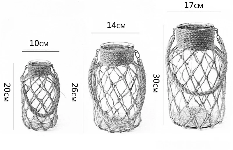 Американский стиль, пеньковая веревка, ваза ручной работы, стеклянная ваза для гостиной, украшение стола, гидропоника, веревка в цветочек, сухая ваза для цветов