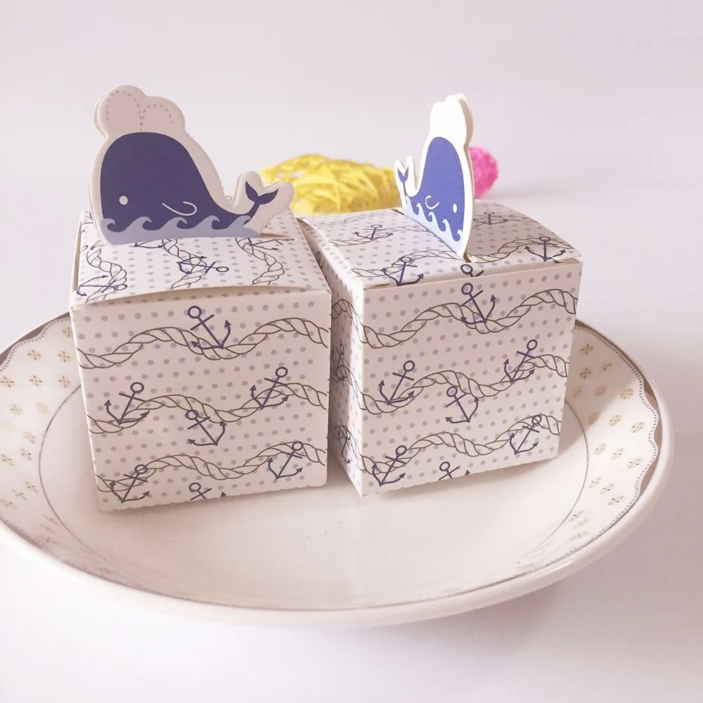 10 шт./лот DIY коробки для конфет с морским Китом и якорем для детского душа вечерние свадебные коробка для рождественских подарков украшения для детей