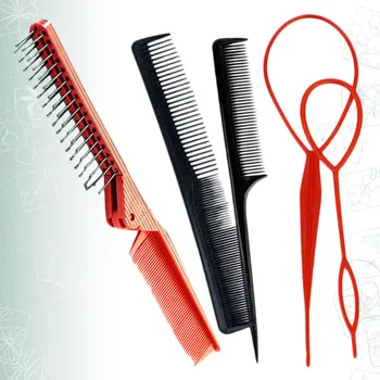 

5pcs of One Set Folding Hair Comb Hair Modeling Kit Portable Hair Braider DIY Hair Styling Tool for Kids Girls (Random Hair Wear