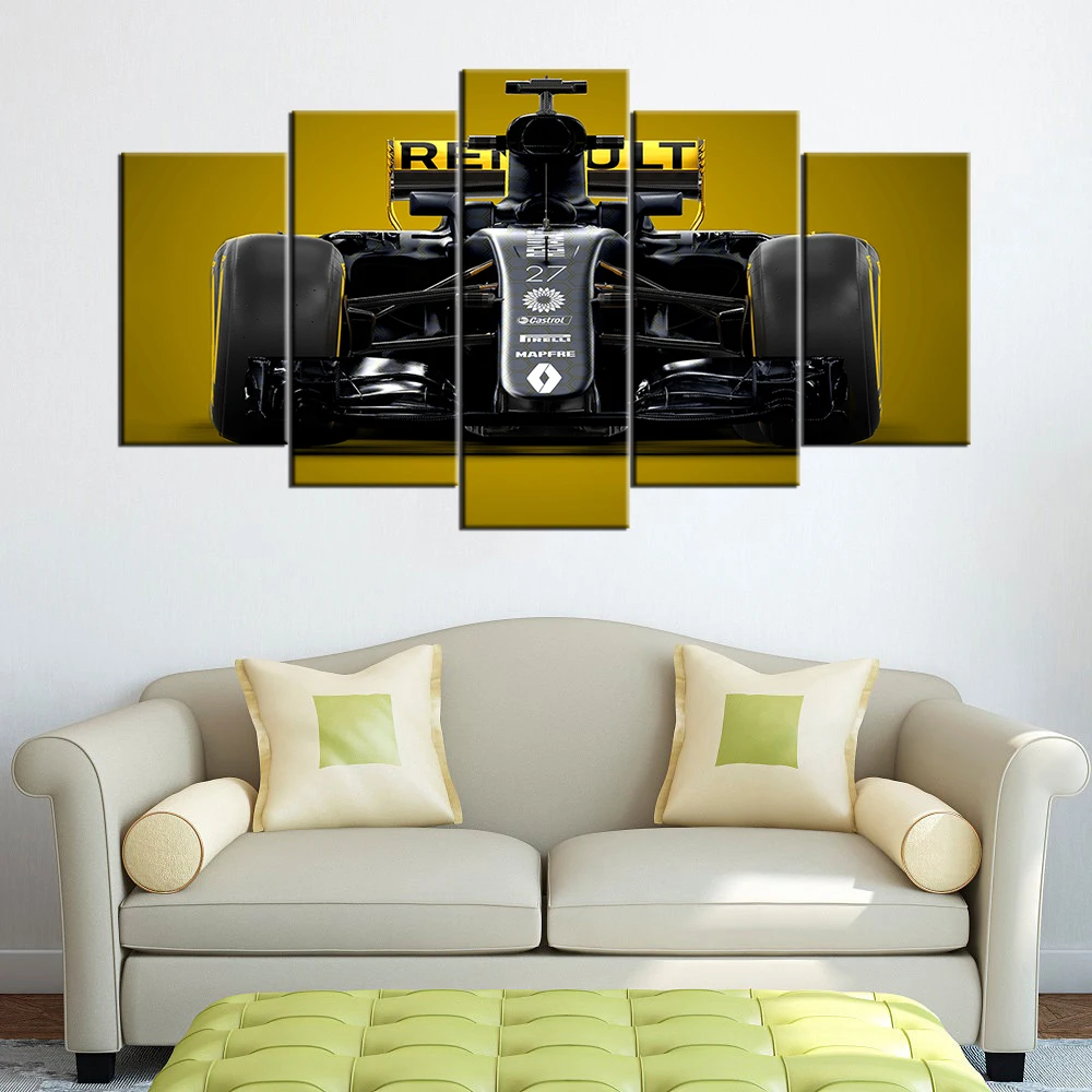 Модульные картины Настенная картина HD принты 5 шт. Renault F1 гоночный автомобиль