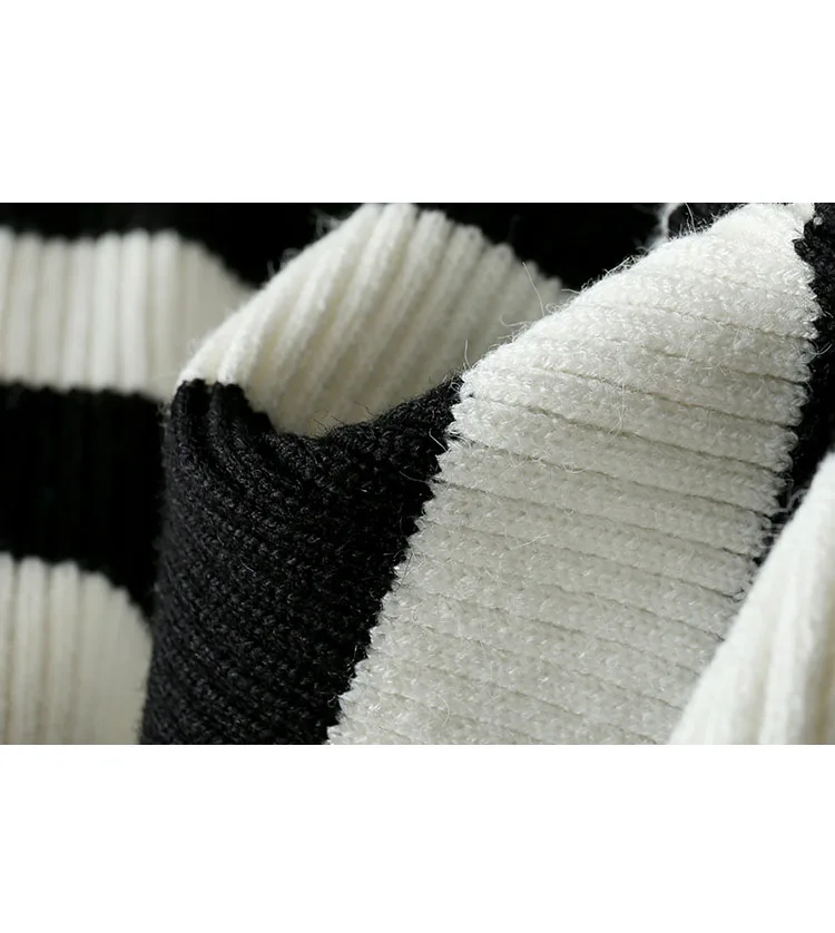 Sweater Women's High Neck Slim Stripe Long Sleeve Women's Autumn Winter Thickened Sweater Pullover Turtleneck  Office Lady Thick