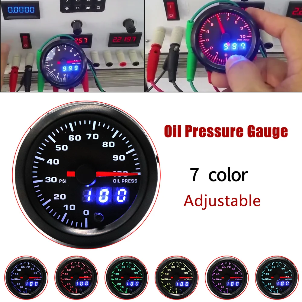 

Universal Motorcycle LCD Digital Oil Pressure Gauge electronic sensor 0-100PSI OIL PRESS