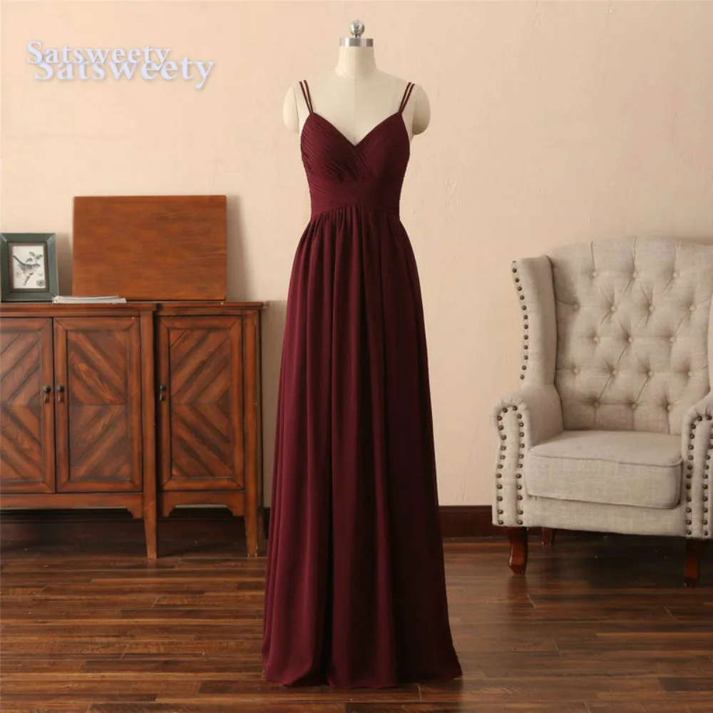 Vestido madrinha бордовые платья для подружки невесты длинное шифоновое платье с открытой спиной в пол для свадебной вечеринки robe demoiseur d'honneur