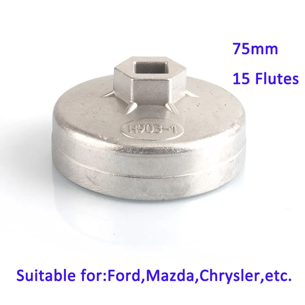 1/2 дюймов Квадратный привод 75 мм 15 флейт масляный фильтр гаечный ключ крышка масляный фильтр инструмент для удаления для Ford Mazda Chrysler