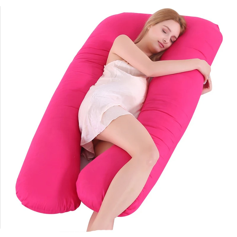 Подушка для сна для беременных женщин, u-образная Подушка для беременных, постельные принадлежности, хлопковая наволочка для беременных, подушка для тела - Цвет: Rose
