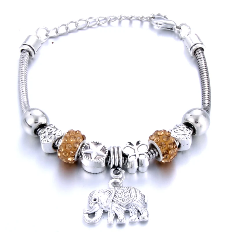 Античные оригинальные браслеты-шармы в форме сердца из бергамота для женщин, брендовые браслеты и браслеты из стеклянных бусин, ювелирные изделия DIY, подарки - Окраска металла: Покрытие антикварным серебром