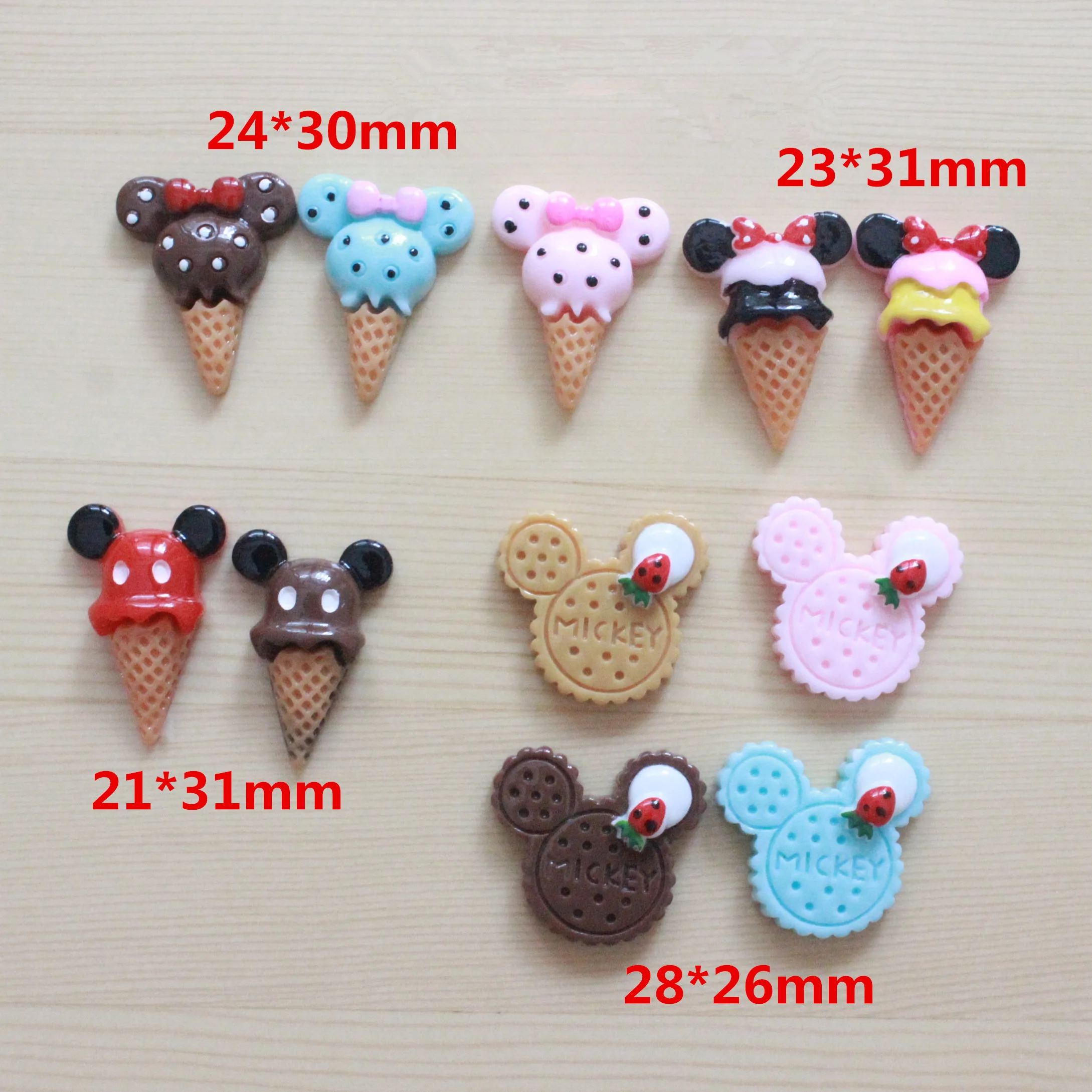 

10pcs/lot kawaii flatback resin mouse shaped simulated icecream biscuits foods resin cabochons accessories