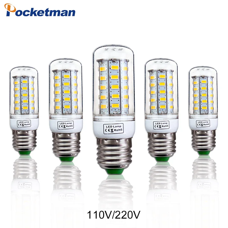 Светодиодная лампа Кукуруза E27 E14 110 В SMD5730 220 светодиодсветодиодный s светильник