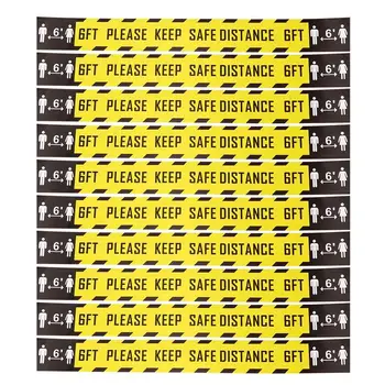 

10pcs Keep Distance Sticker Floor Sticker Safety Floor Sign Ground Sticker
