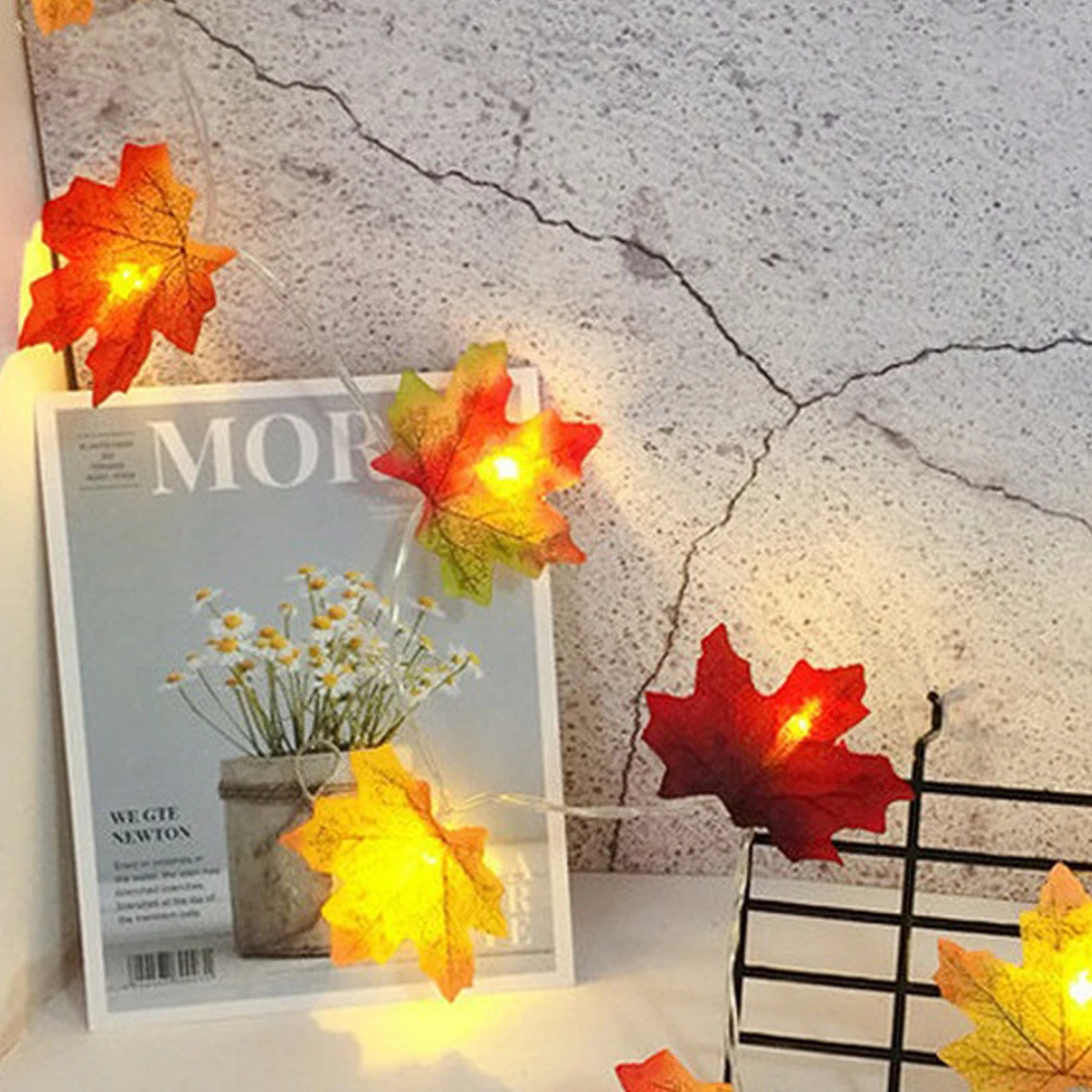 

LED String Lights Maple Leaves Garland Led Fairy Lights for Christmas Decoration Autumn String Light Festive DIY Halloween Decor