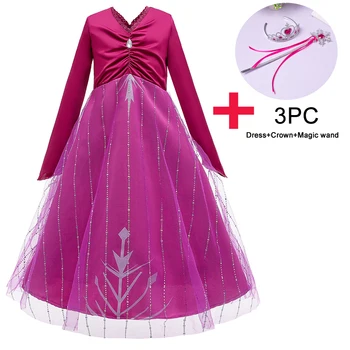

Snow Queen Anna 2020 COS Long Rose Party Dress Princess Kids Dresses For Girls Birthday Evening Girls Dresses Costume 3-12 Years