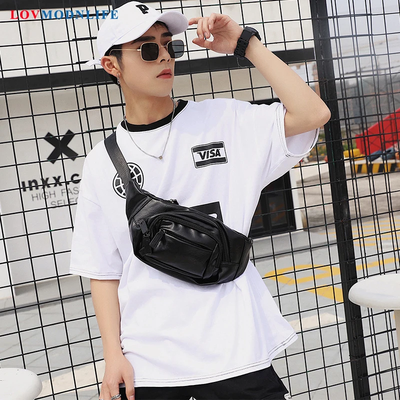 

2019 Fashion Mens Waist Bag Black Designers Fanny Packs Men Money Pouch Belt Phone Bag Leather Hip Pack Man Casual Banana Bags