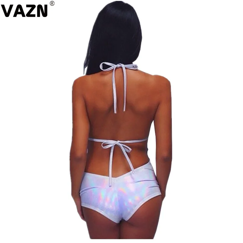 VAZN, новинка, пляжные, открытые, сексуальные, Клубные, необычные, новинка, модные, с оборками, Холтер, без рукавов, с открытой спиной, высокая талия, женские, обтягивающие, Комбинезоны