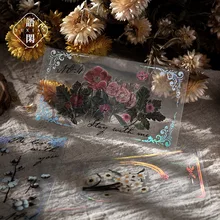 Autocollants Vintage plantes et fleurs, étiquette Scrapbooking, étanche, transparente, pour journal intime Album