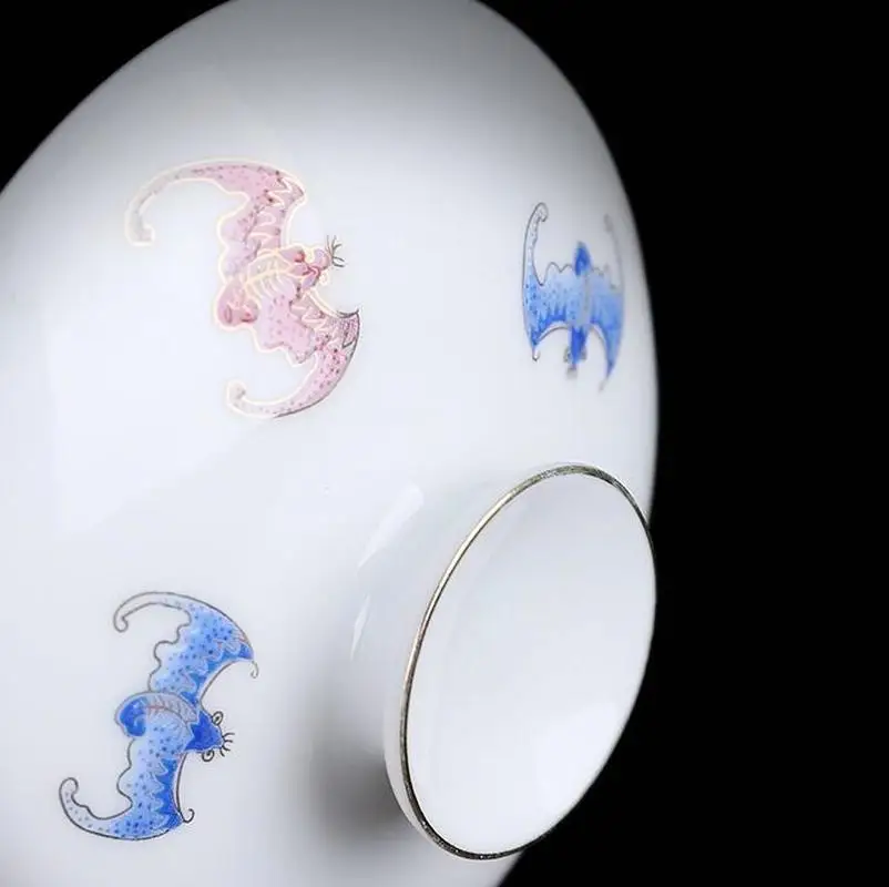 Керамическая эмалированная роспись Gaiwan синий и белый чай Tureen фарфоровая большая