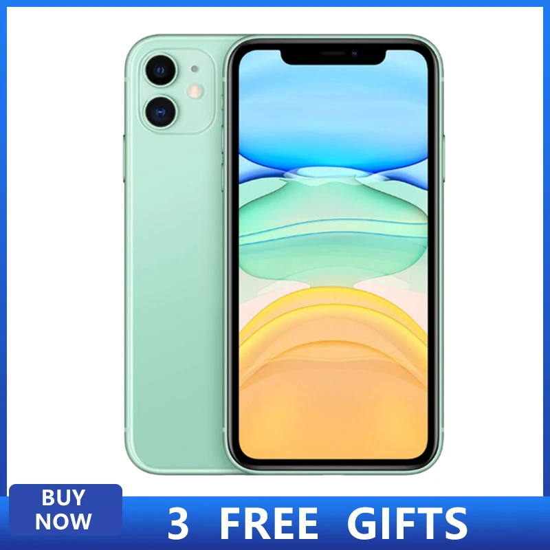 Used Unlocked Original iPhone 11 6.1 inch Full OLED Display 1 Sim Card 4G LTE Dual-camera Smart Phone 64/128/256GB ROM A13