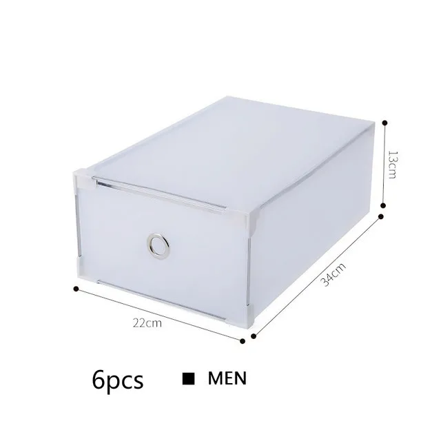 Складная простая полупрозрачная коробка для хранения обуви, толстые пластиковые ящики для хранения обуви, коробка для хранения пыли, комбинированный органайзер для хранения обуви - Цвет: 6pcs Men