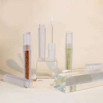 

5 Pieces Round Liptube Frosted Tube 4.5ml Lip Tubes With Silicone Brush Head Lip Glaze Tube Lipstick Tube Raincoat Empty Tube