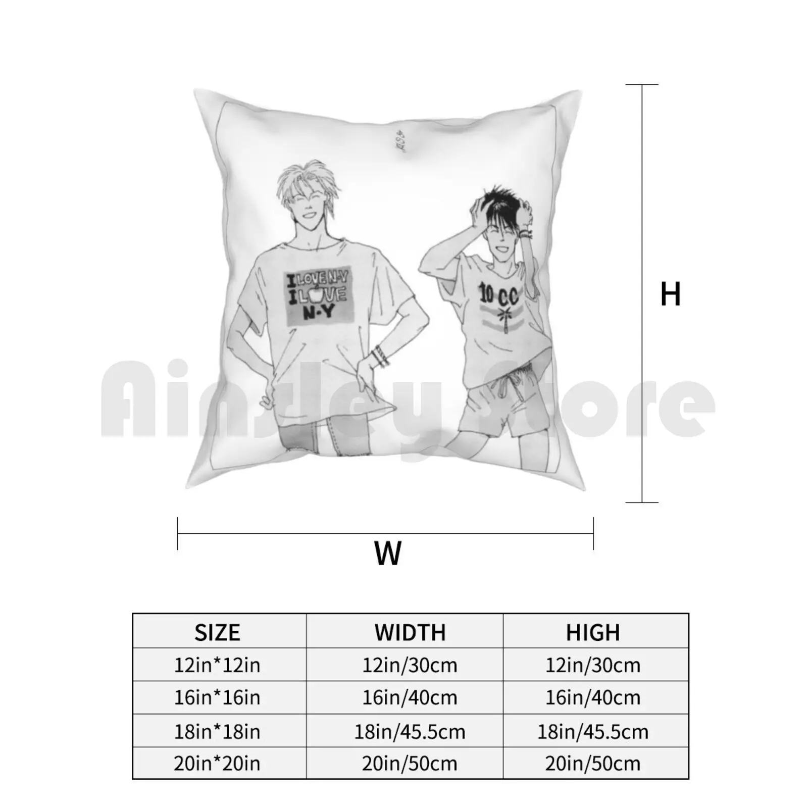 A Happy Summer-Banana Fish Pillow Case Printed Home Soft DIY Pillow cover Banana Fish Ash Lynx Yaoi Bl Anime Eiji Okumura