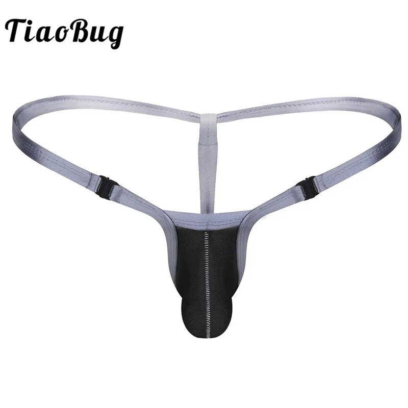 

TiaoBug Men Swim Underwear Free Buckle Low Rise Stretchy Mini Bikini G-string with Bulge Pouch Gay Swimwear Male Underpants