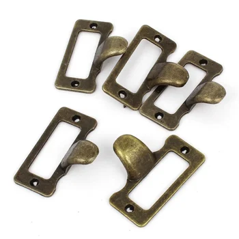 

Home Cabinet Drawer Door Tag Style Pulls Handle Bronze Tone 5 Pcs